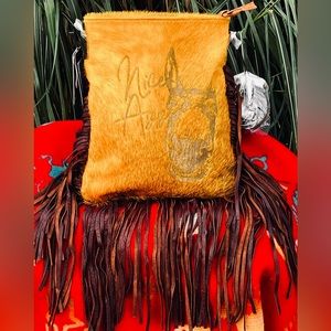Cowhide Leather Donkey Fringe Purse